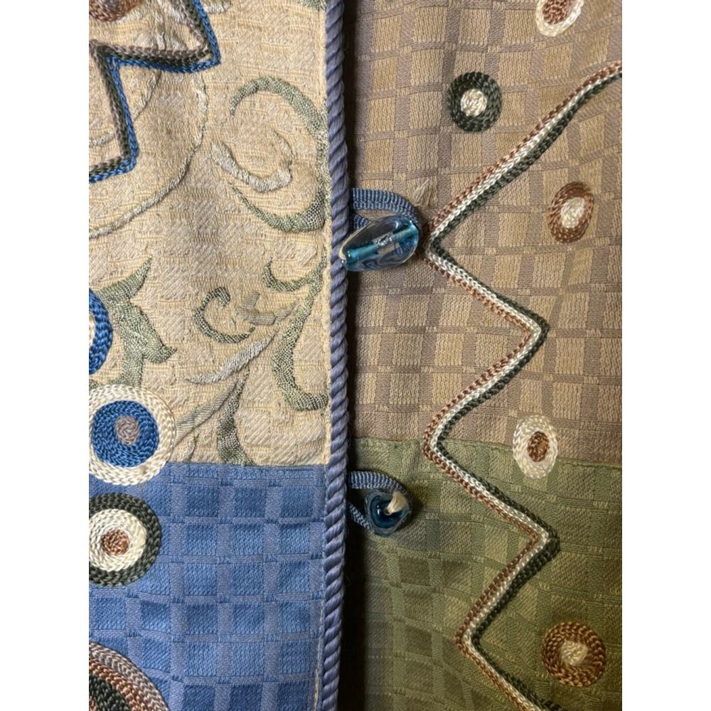 Indigo Moon Embroidered Patchwork Jacket Blue Gre… - image 4